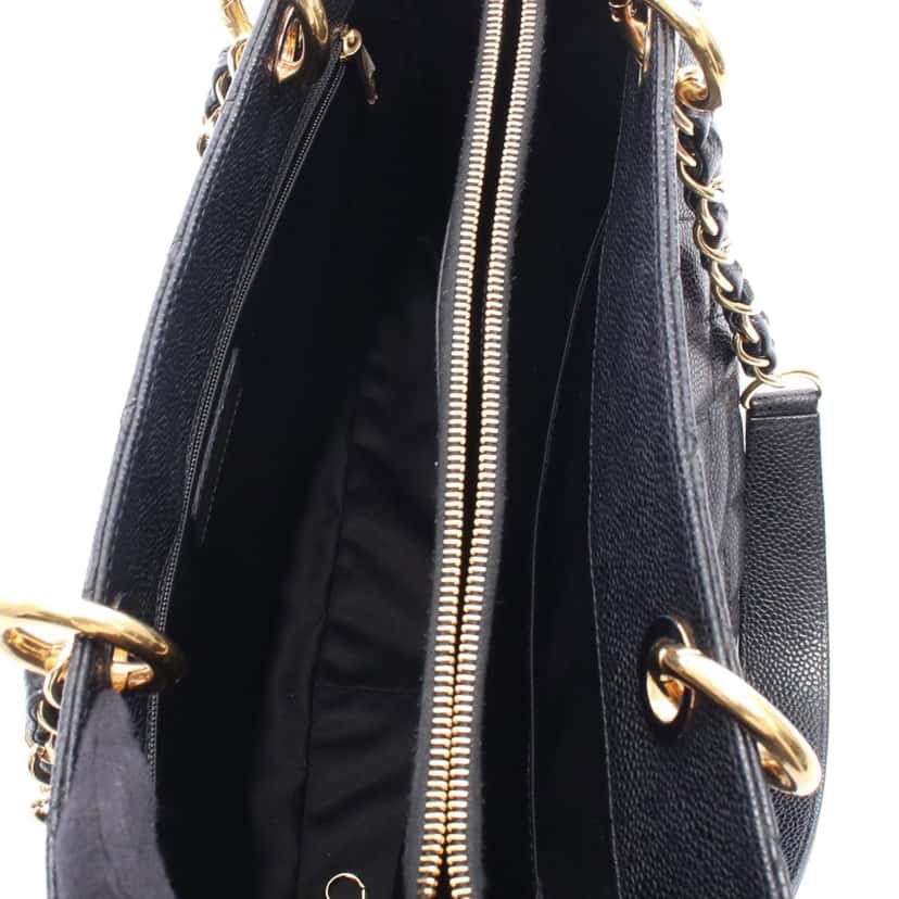 Chanel Caviar Grand Shopping Tote Black Leather Good condition - Inside View