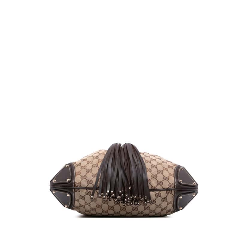 Gucci Medium GG Canvas Bamboo Indy Hobo Brown Canvas Good condition - Inside View