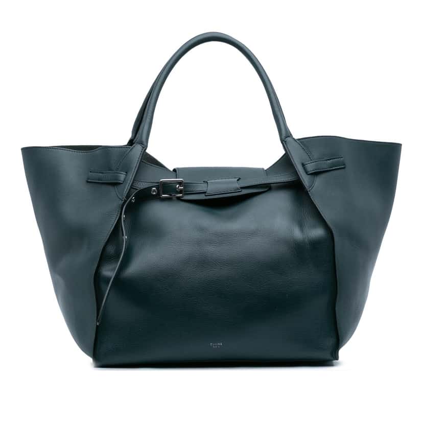 Celine Medium Supple Grained Calfskin Big Bag Tote Green Leather Good condition - Front View