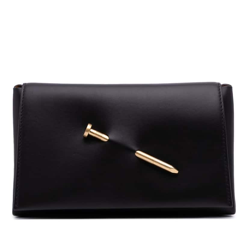Off-white Leather Nail Clutch Black Leather Good condition - Front View