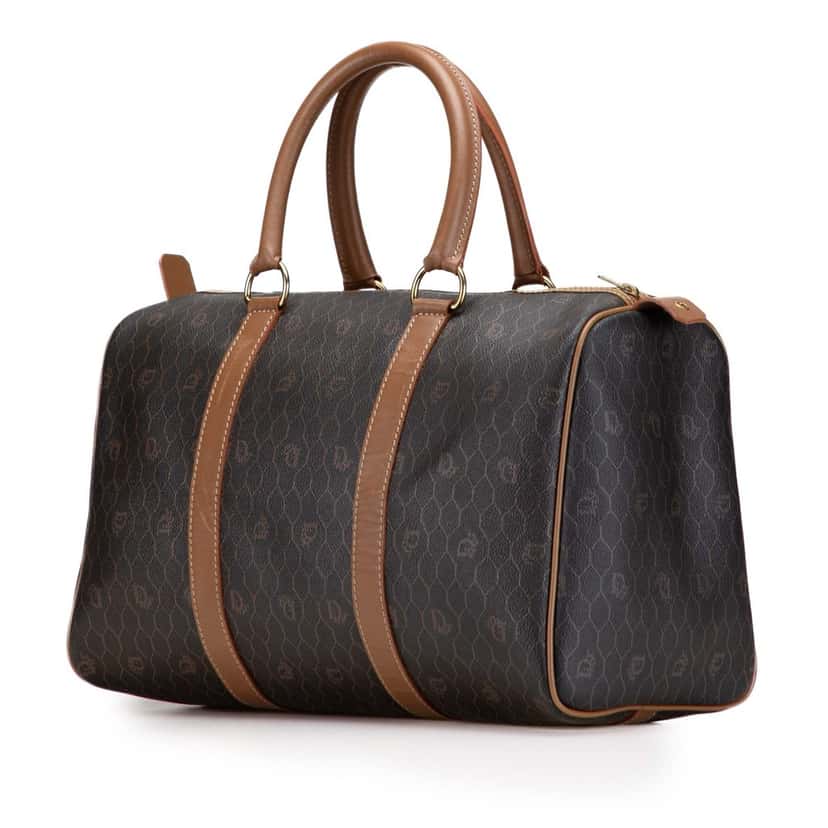 Dior Honeycomb Coated Canvas Boston Bag Black Canvas Good condition - Back View