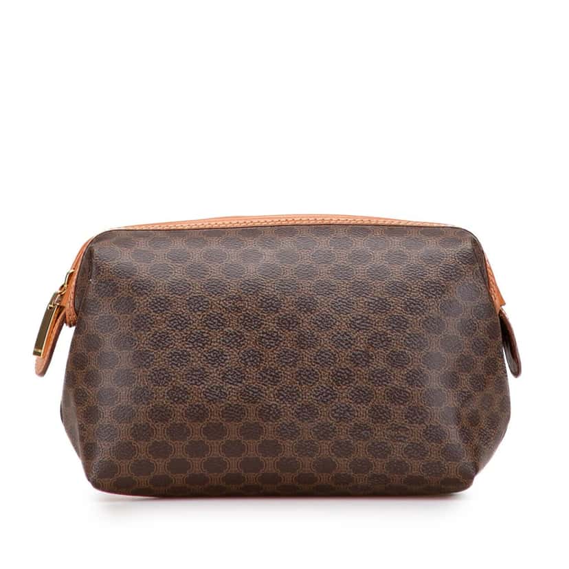 Celine Macadam Coated Canvas Pouch Brown Canvas Good condition - Front View