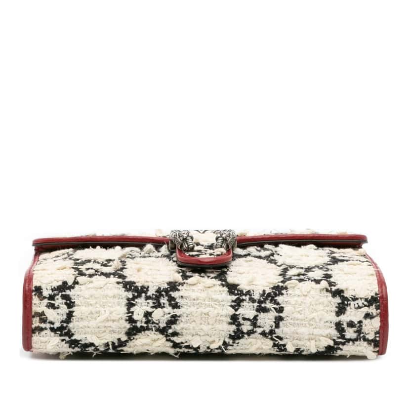 Gucci Mini GG Tweed Dionysus Wallet on Chain White Tweed Good condition - Inside View