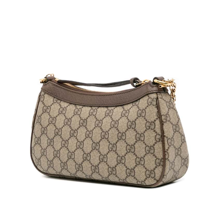 Gucci Small GG Supreme Ophidia Web Satchel Brown Canvas Good condition - Back View