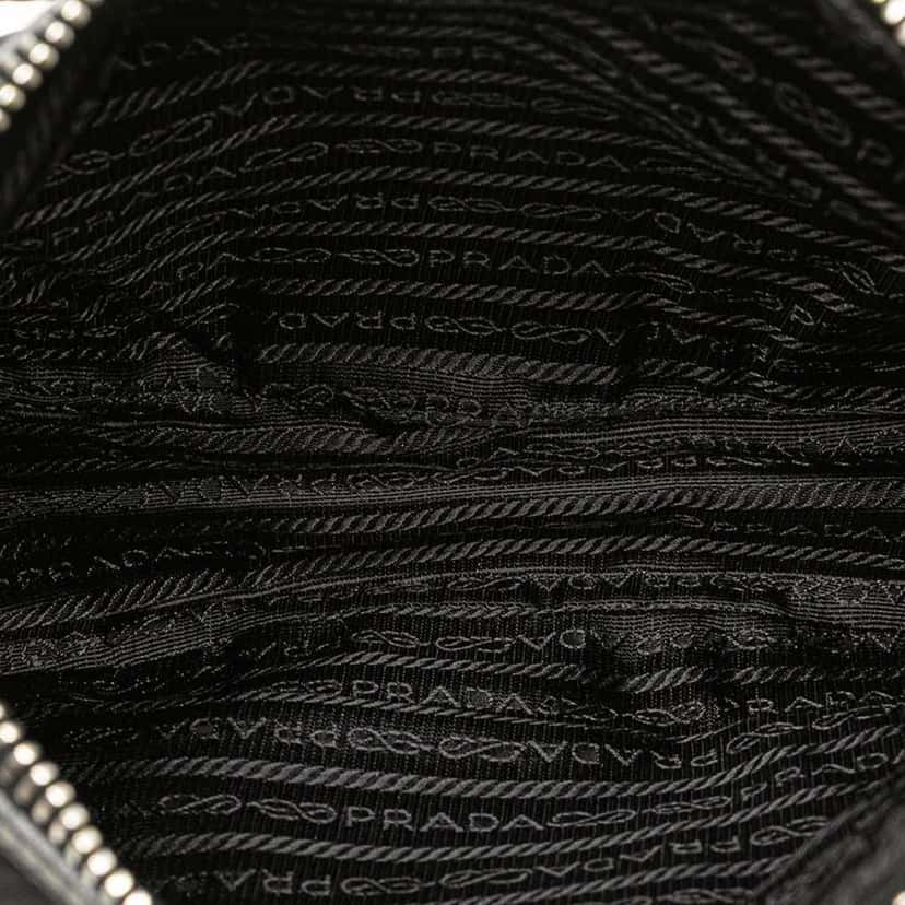 Prada Leather Trimmed Tessuto Hobo Black Good condition - Model View