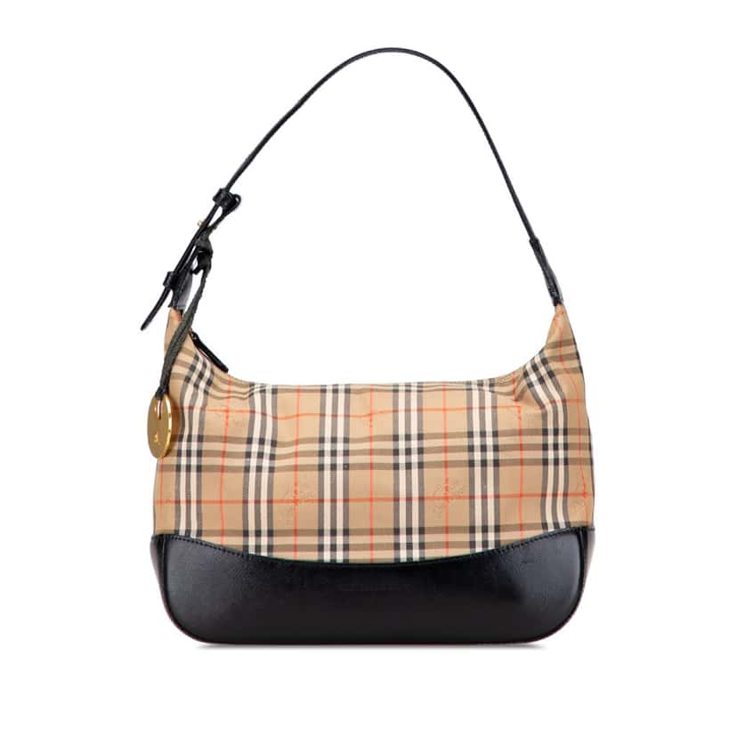 Burberry Haymarket Check Canvas Shoulder Bag Brown Canvas Good condition - Front View