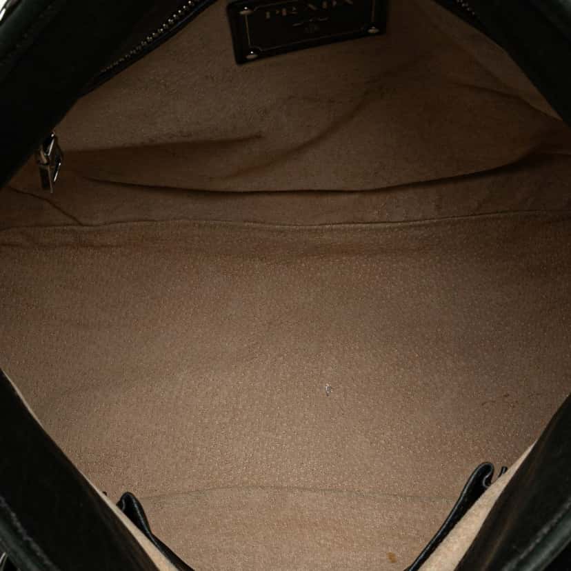 Prada Lambskin Trimmed Tessuto Stampato Camouflage Dome Satchel Brown Good condition - Model View
