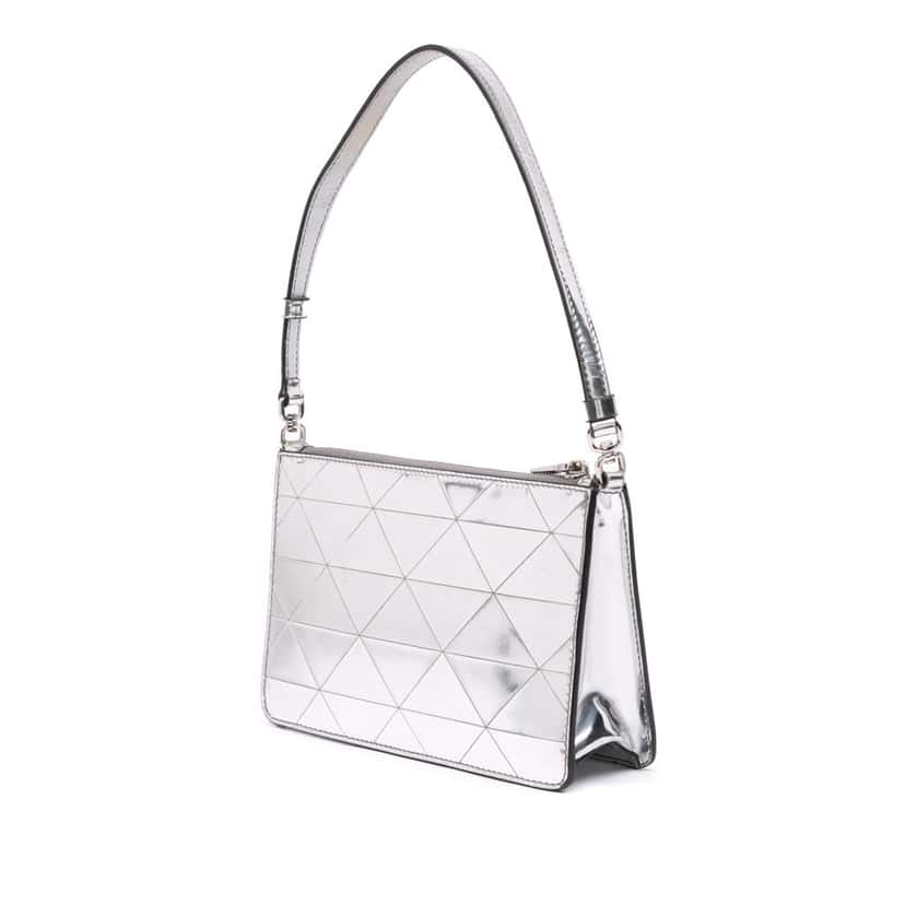 Prada Mini Metallic Spazzolato Tria Shoulder Bag Silver Leather Good condition - Back View