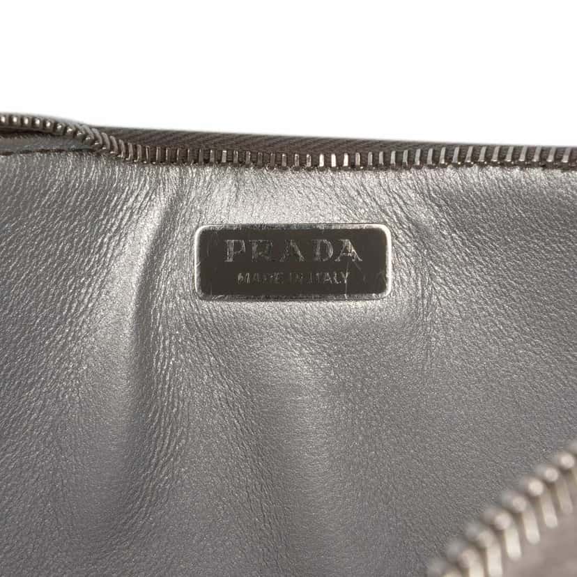 Prada Mini Metallic Spazzolato Tria Shoulder Bag Silver Leather Good condition - Box View