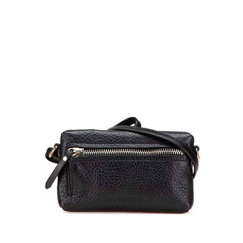 Burberry Mini Grainy Calfskin Rossett Crossbody Black Leather Good condition - Front View