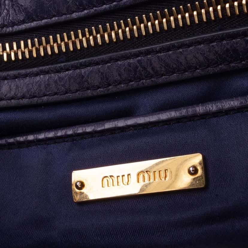 Miu Miu Vitello Lux Satchel Blue Leather Good condition - Box View