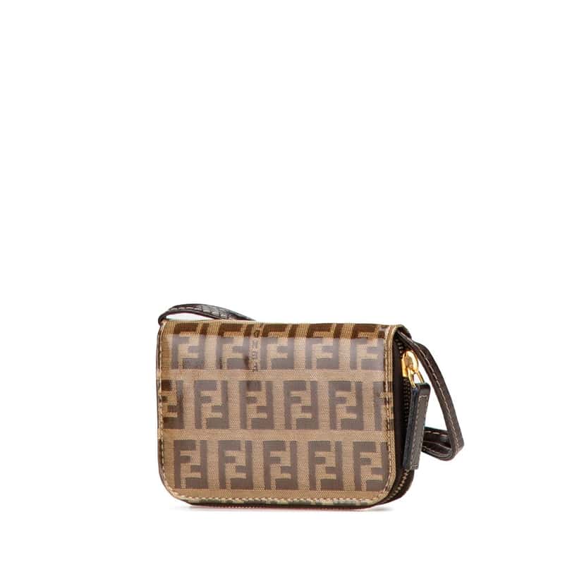 Fendi Zucchino Crystal Wallet on Strap Brown Canvas Good condition - Back View