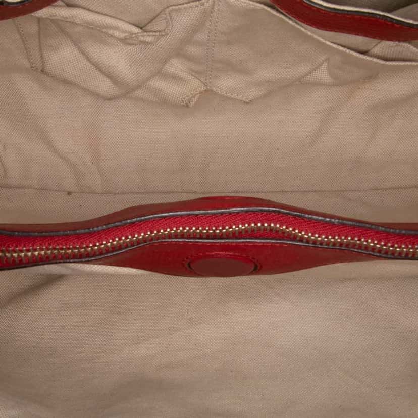 Gucci Medium Calfskin Bamboo Shopper Satchel Red Leather Good condition - Model View