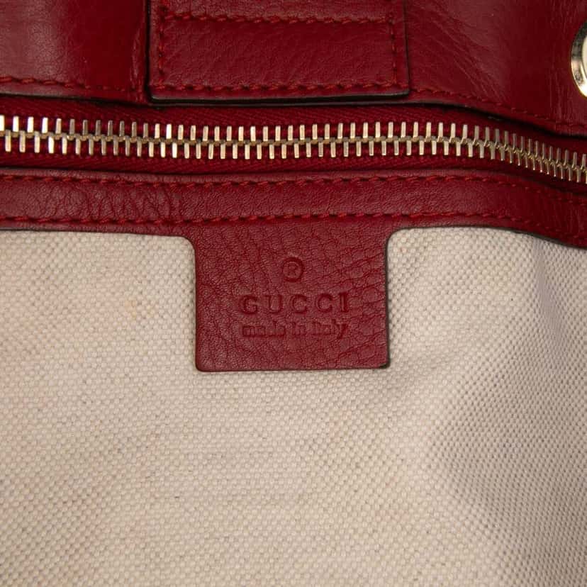 Gucci Medium Calfskin Bamboo Shopper Satchel Red Leather Good condition - Box View