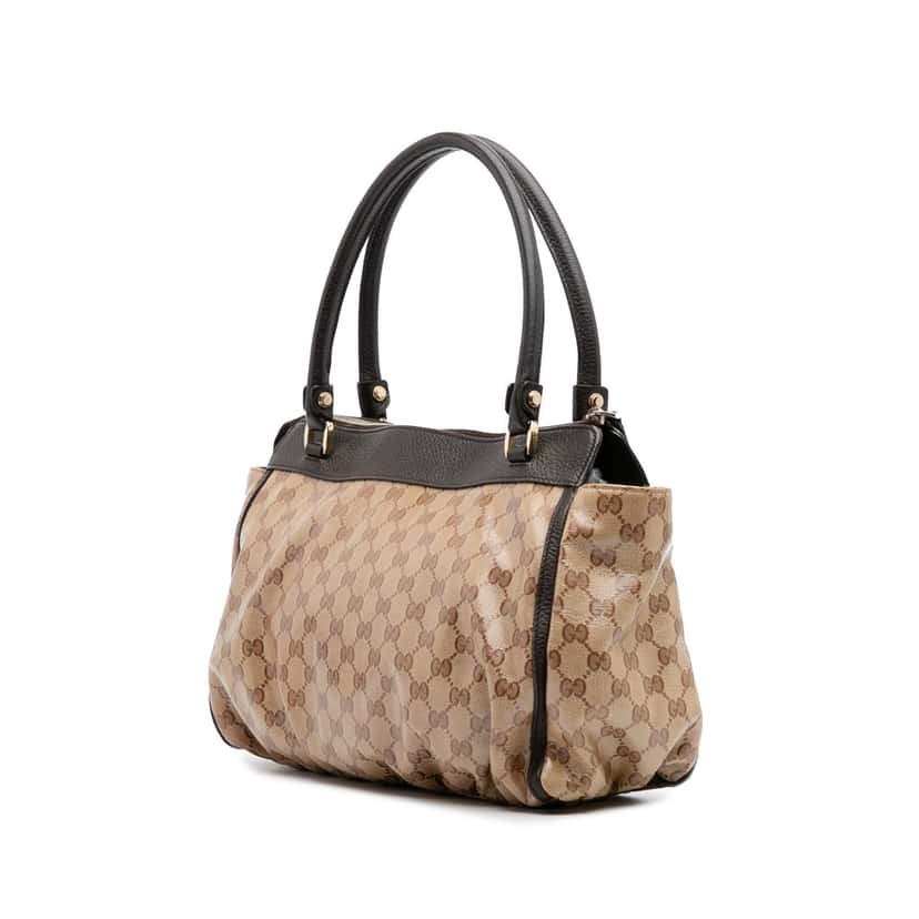 Gucci GG Crystal Abbey D Ring Tote Brown Canvas Good condition - Back View