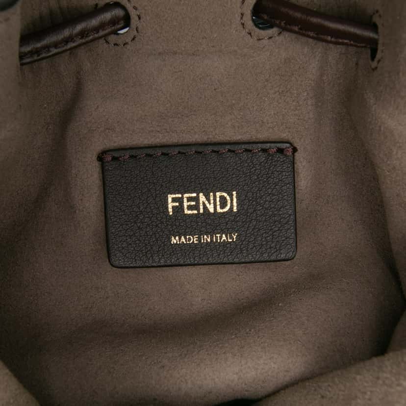 Fendi Mini Zucca Suede Mon Tresor Bucket Bag Brown Leather Good condition - Box View
