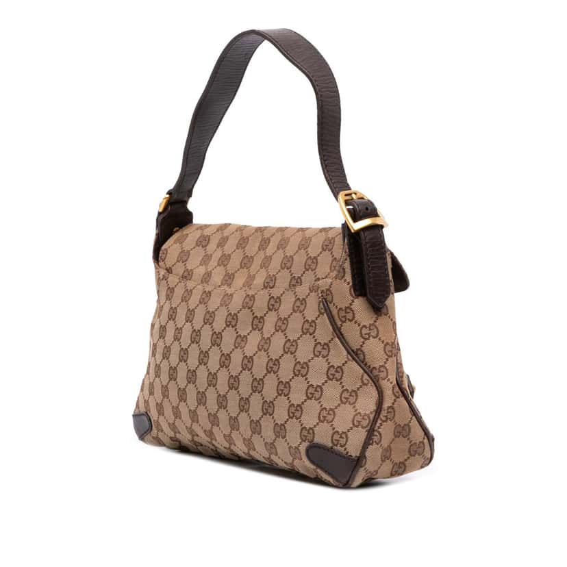 Gucci GG Canvas Horsebit Shoulder Bag Brown Canvas Good condition - Back View