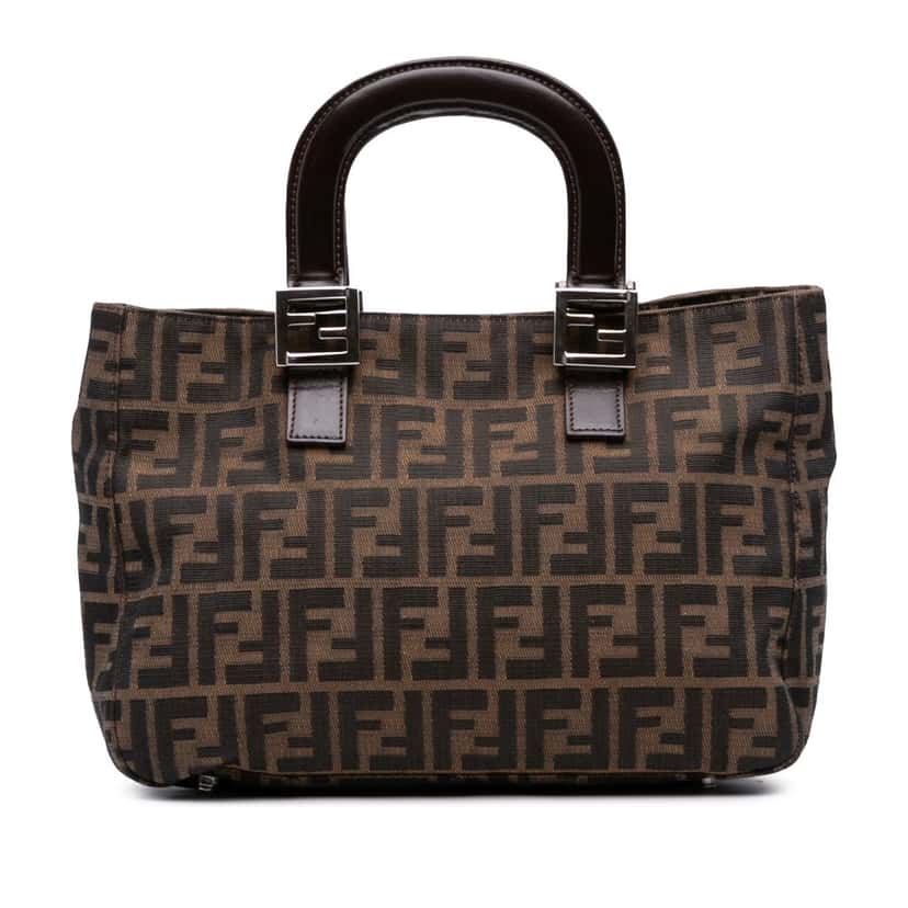 Fendi Small Zucca Canvas Twins Tote Brown Canvas Good condition - Front View