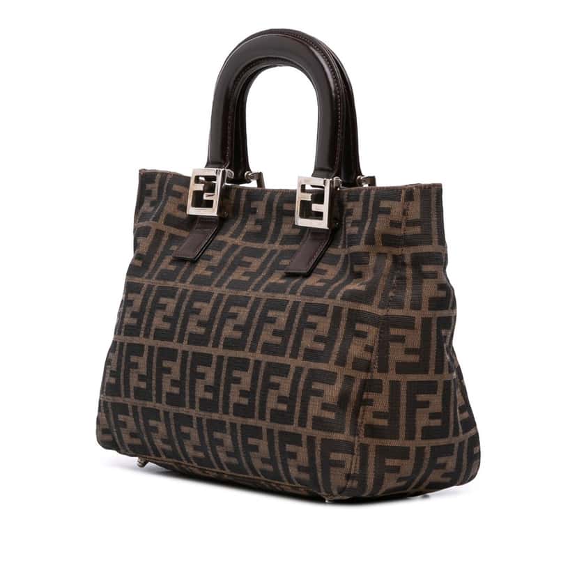 Fendi Small Zucca Canvas Twins Tote Brown Canvas Good condition - Back View