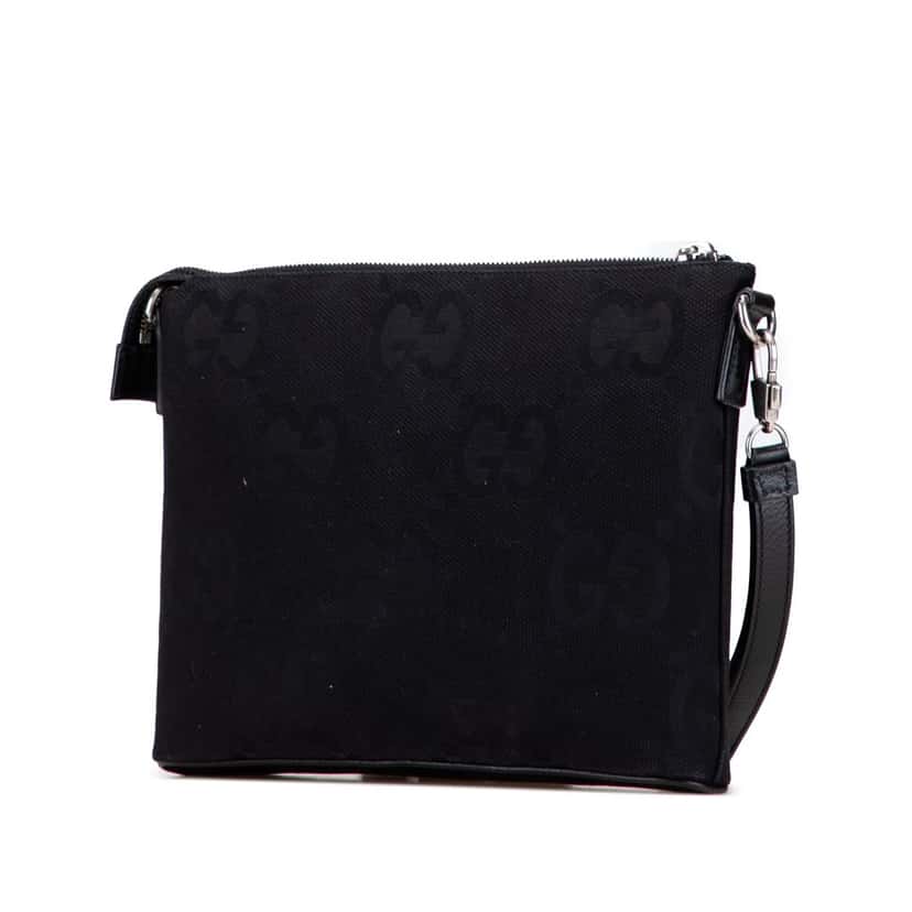 Gucci Jumbo GG Canvas Clutch on Strap Black Canvas Very good condition - Back View