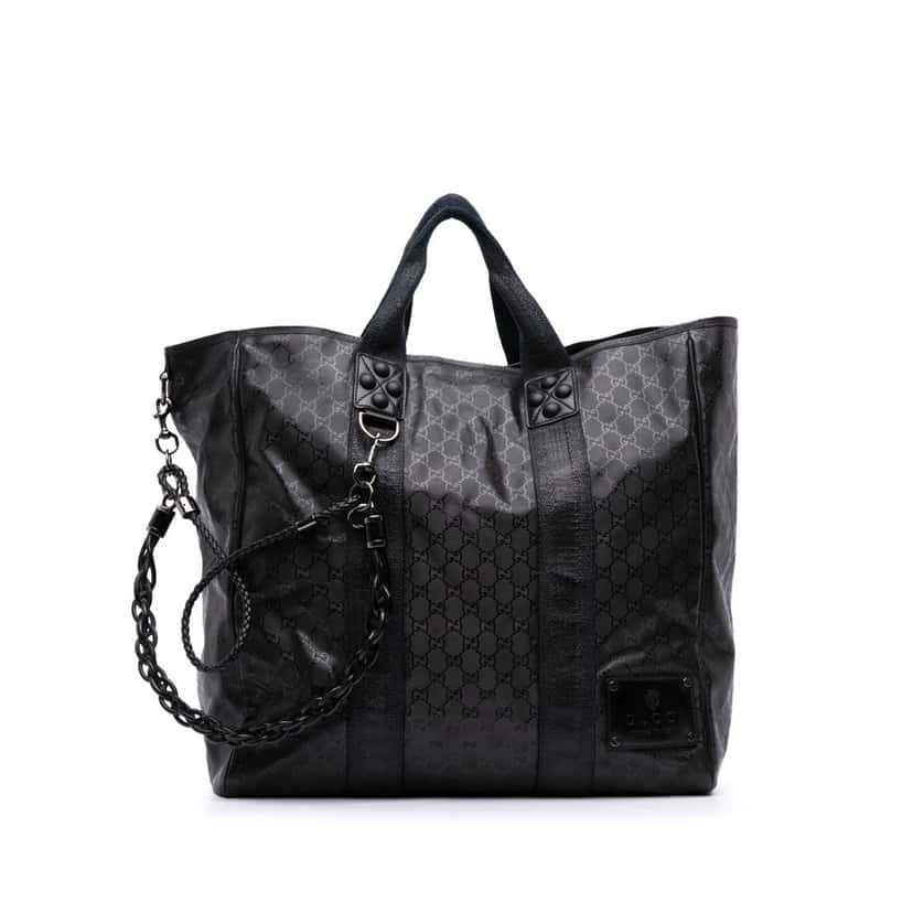 Gucci Large GG Imprime Oversized Tote Black Canvas Good condition - Front View