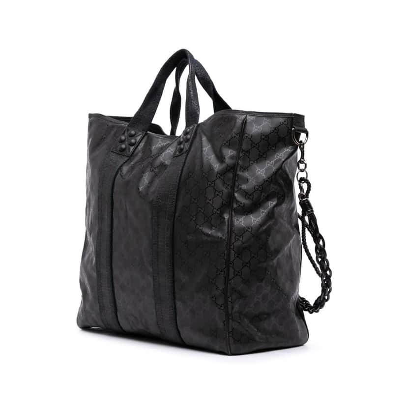 Gucci Large GG Imprime Oversized Tote Black Canvas Good condition - Back View