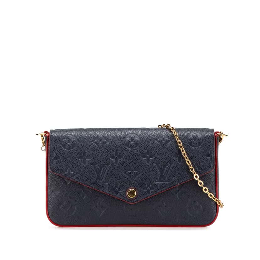 Louis Vuitton Monogram Empreinte Pochette Felicie Blue Leather Good condition - Front View