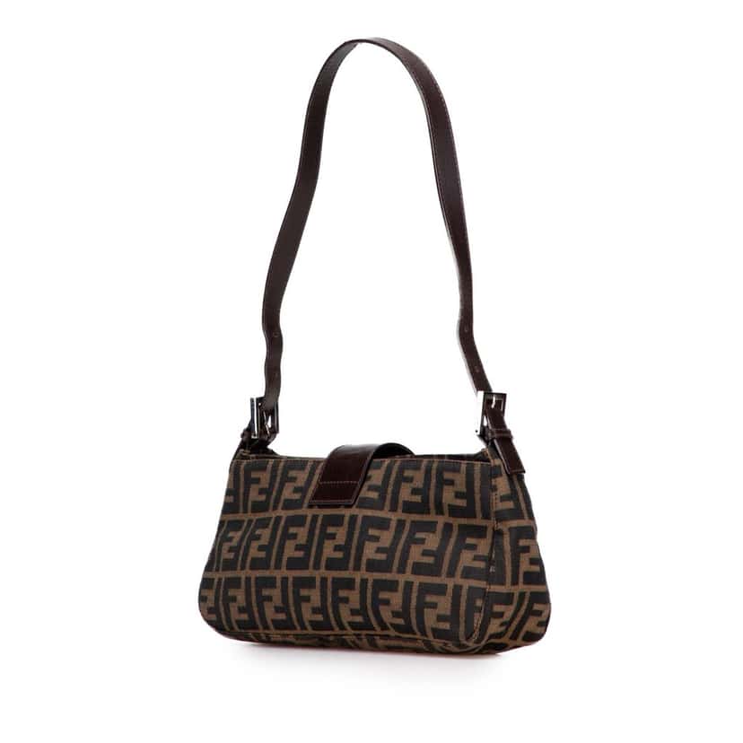 Fendi Zucca Canvas Shoulder Bag Brown Canvas Good condition - Back View