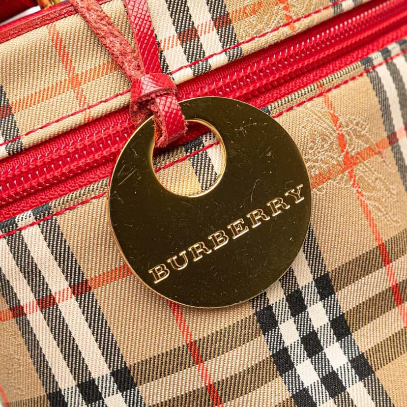 Burberry Haymarket Check Canvas Vanity Bag Brown Canvas Good condition - Box View