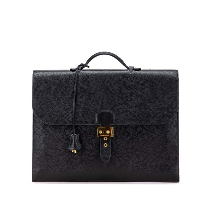 Hermès Ardennes Sac A Depeches 38 Black Leather Good condition - Front View