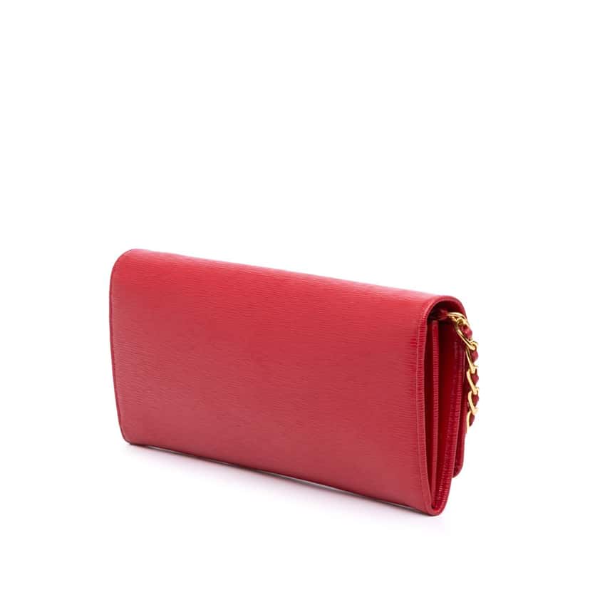 Prada Vitello Move Wallet on Chain Red Leather Good condition - Back View