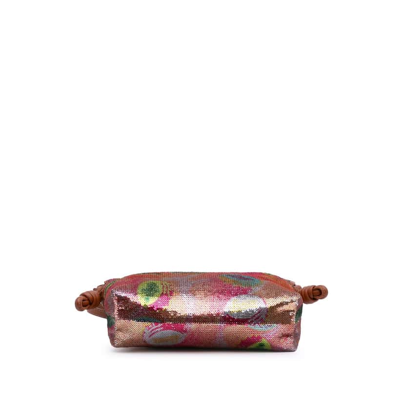 Loewe Paulas Ibiza Mini Sequined Leather Flamenco Knot Crossbody Pink Leather Good condition - Inside View