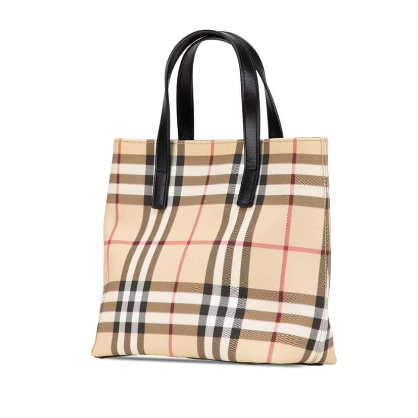 Burberry House Check Canvas Handbag Brown Canvas Good condition - Back View