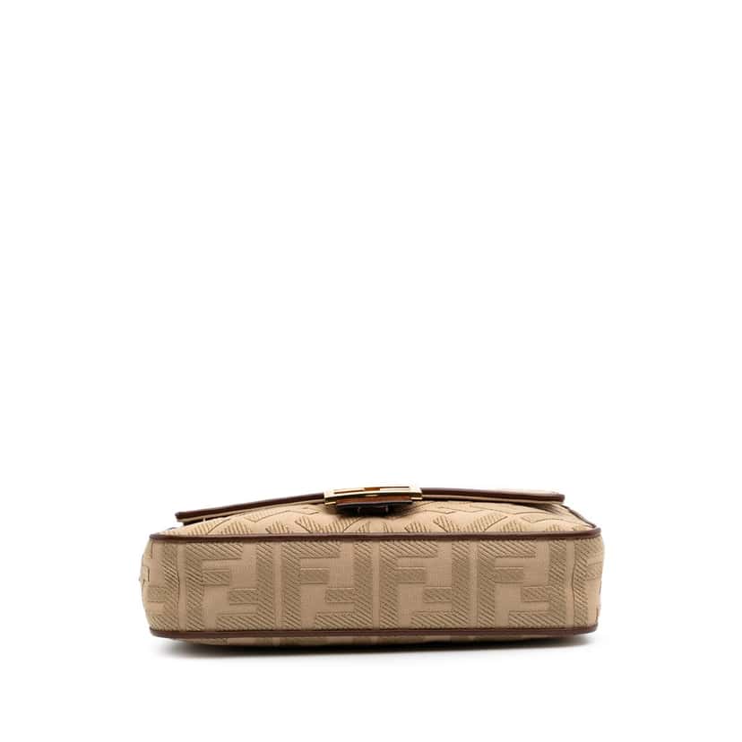 Fendi Medium Embroidered Canvas Baguette Satchel Brown Canvas Good condition - Inside View