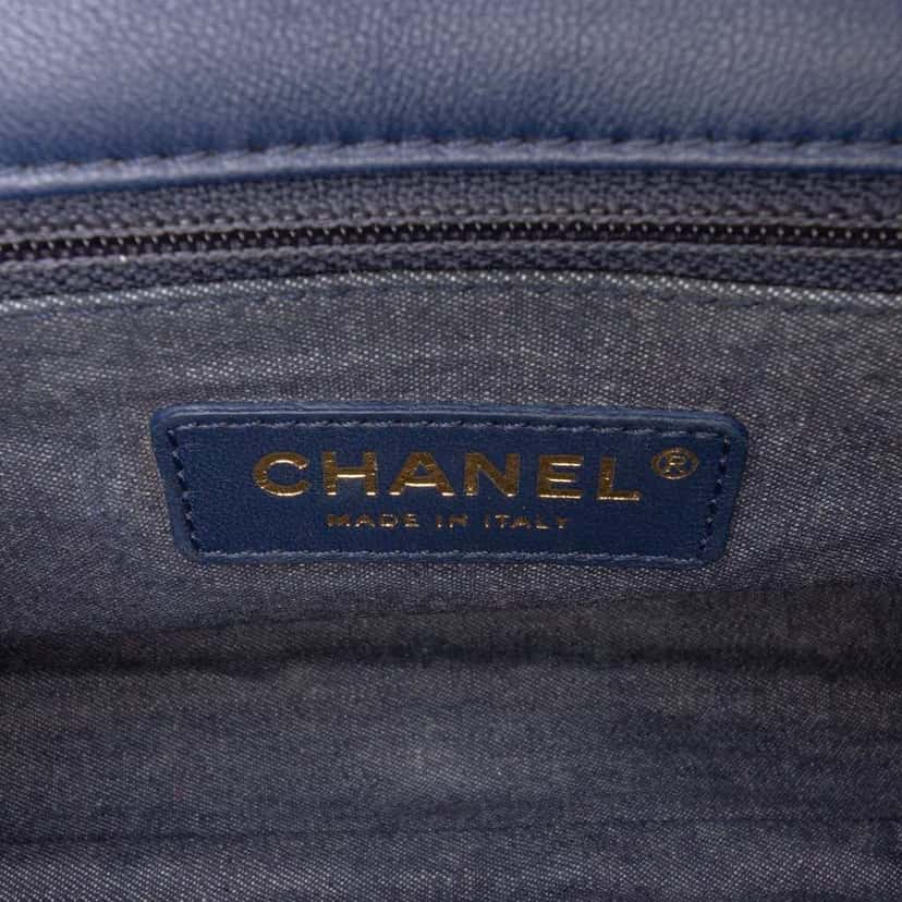 Chanel Small Lambskin Elegant Chain Single Flap Blue Leather Good condition - Box View