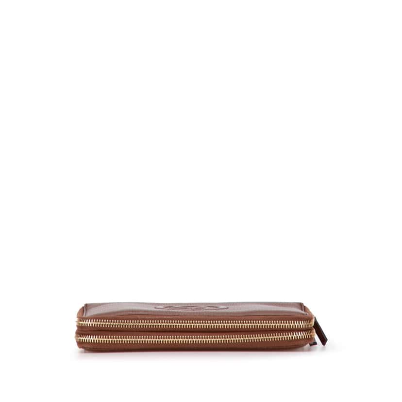 Gucci Pebbled Calfskin Soho Travel Document Case Brown Leather Good condition - Inside View
