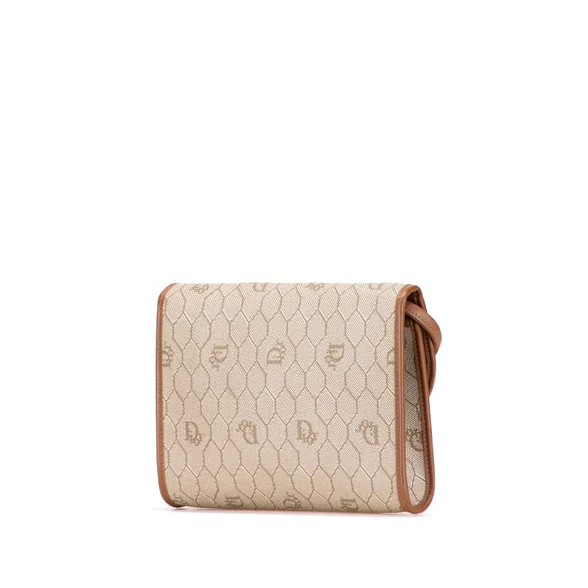 Dior Honeycomb Coated Canvas Crossbody Brown Canvas Good condition - Back View