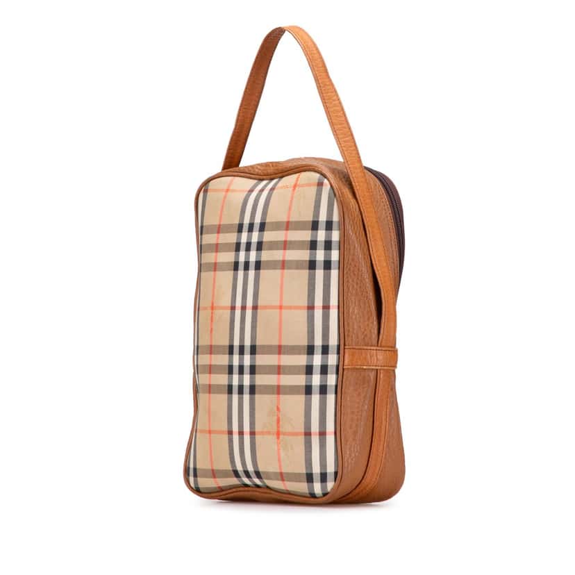 Burberry Haymarket Check Canvas Handbag Brown Canvas Good condition - Back View