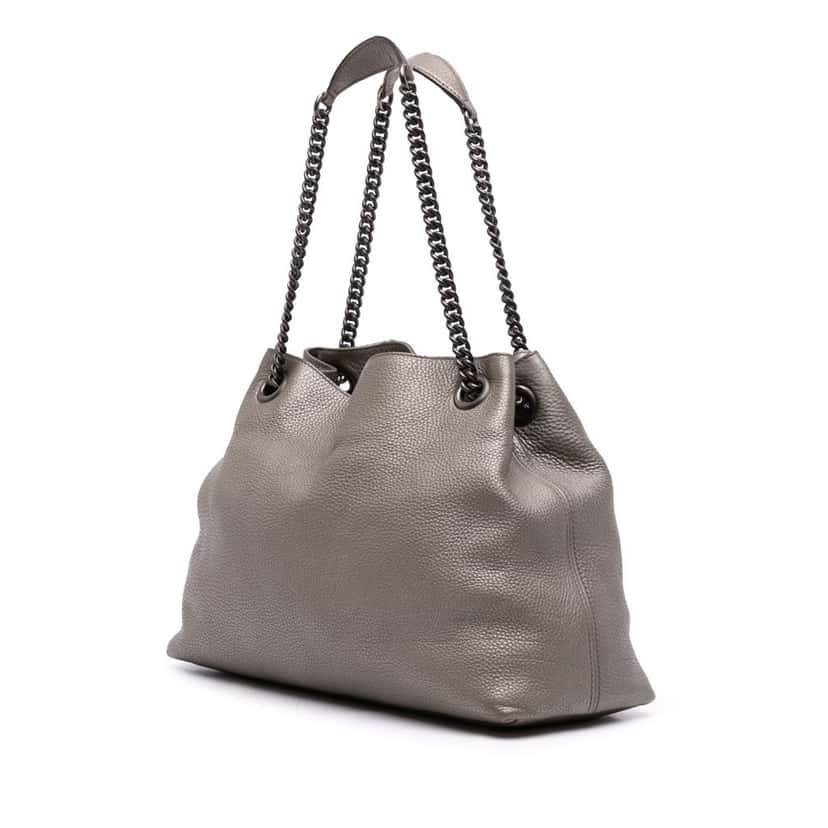 Gucci Medium Leather Soho Chain Tote Silver Leather Good condition - Back View