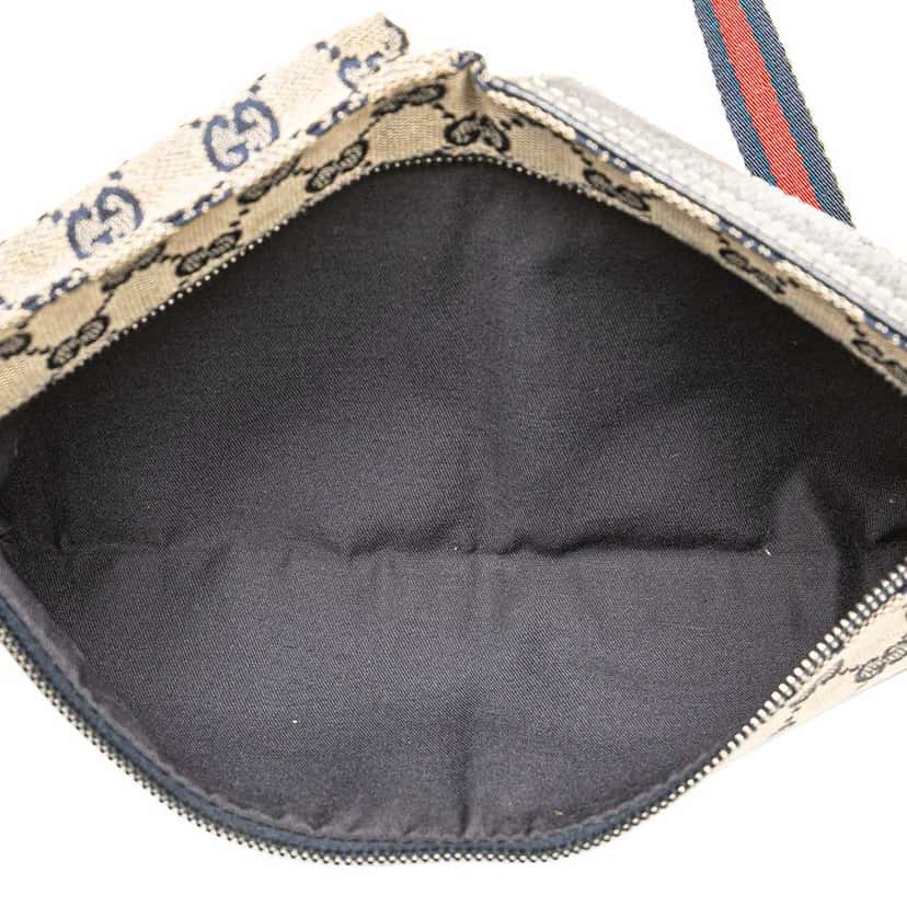 Gucci GG Canvas Web Double Pocket Belt Bag Brown Canvas Good condition - Model View