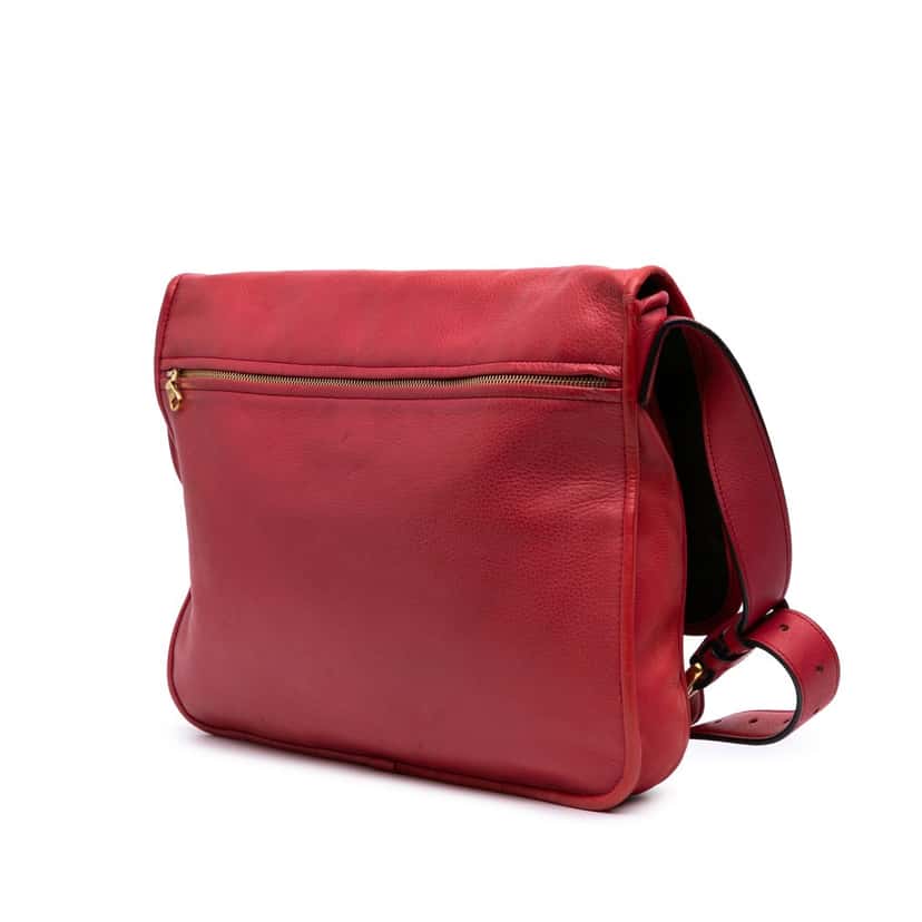 Loewe Leather Messenger Bag Red Leather Good condition - Back View