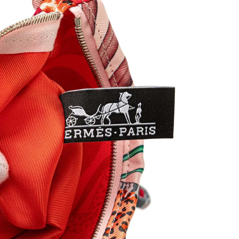 Hermès Silk La Marche Du Zambeze Silky City Pouch Pink Silk Good condition - Box View