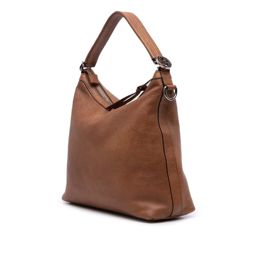 Gucci Small Grained Calfskin Miss GG Satchel Brown Leather Good condition - Back View