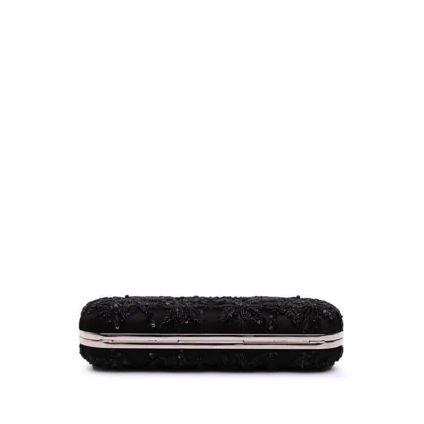 Alexander Mcqueen Beaded Lace Skull Knuckle Duster Clutch Black Good condition - Inside View