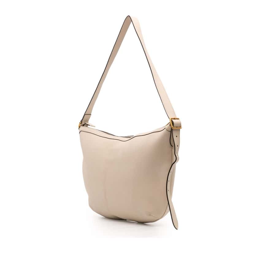Gucci Leather Logo Half Moon Crossbody White Leather Good condition - Back View