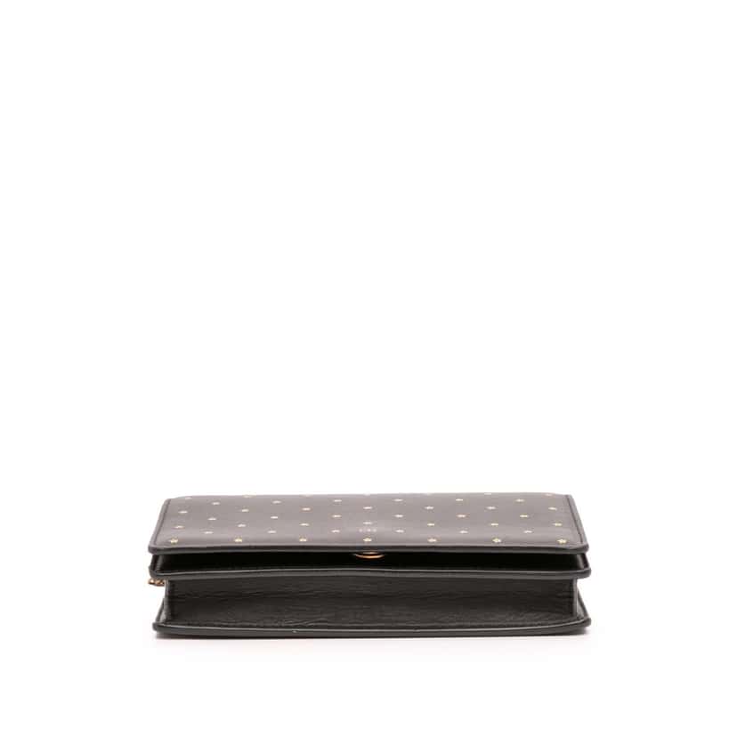 Dior Calfskin Embossed Stars Wallet on Chain Black Leather Good condition - Inside View