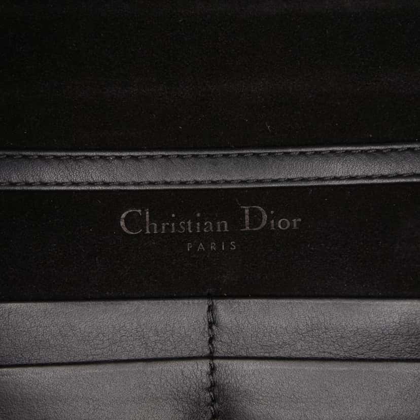 Dior Calfskin Embossed Stars Wallet on Chain Black Leather Good condition - Box View