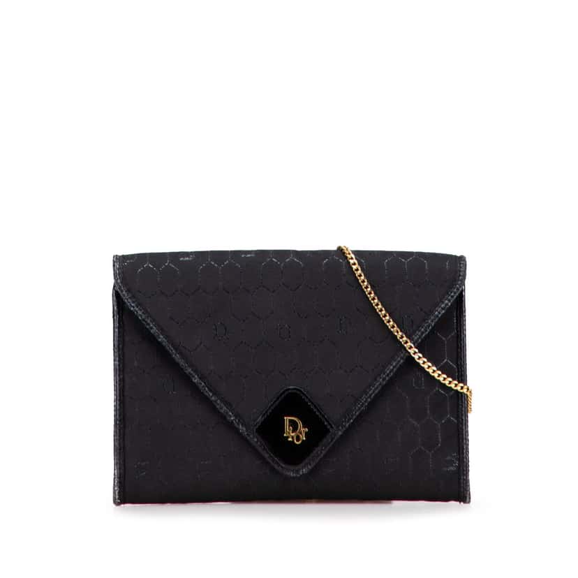 Dior Honeycomb Canvas Chain Crossbody Black Canvas Good condition - Front View