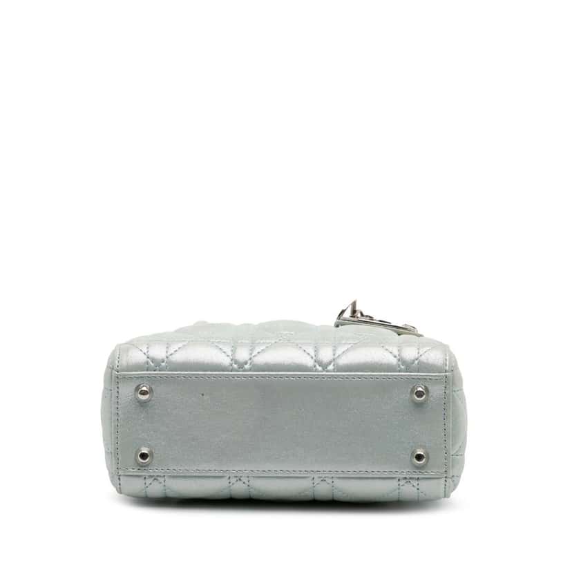 Dior Mini Iridescent Lambskin Cannage Lady Dior Green Leather Good condition - Inside View