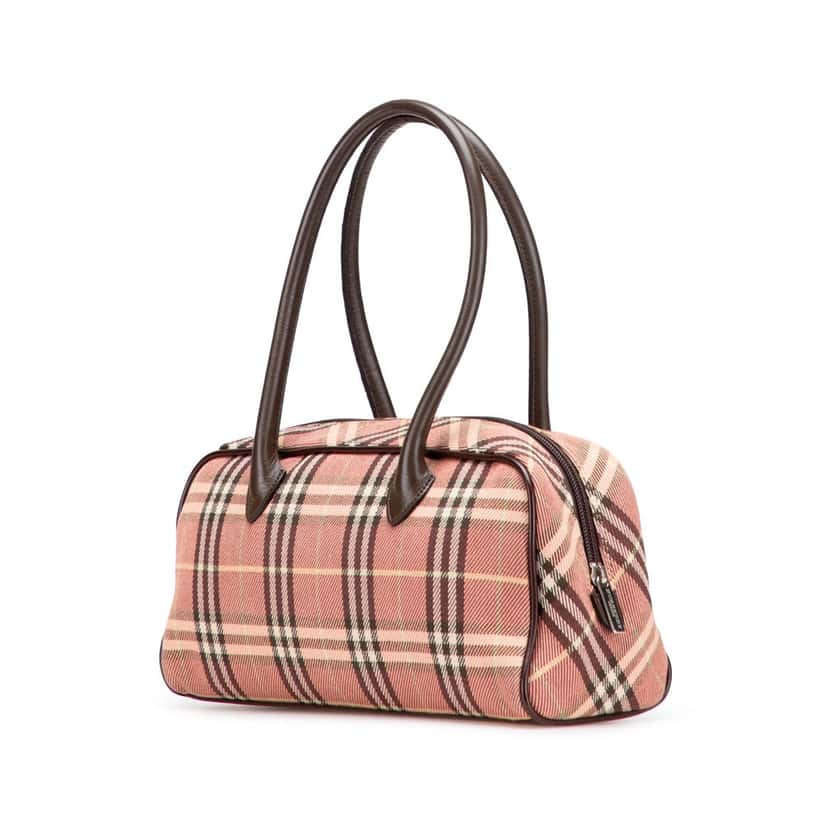 Burberry House Check Canvas Handbag Pink Canvas Good condition - Back View
